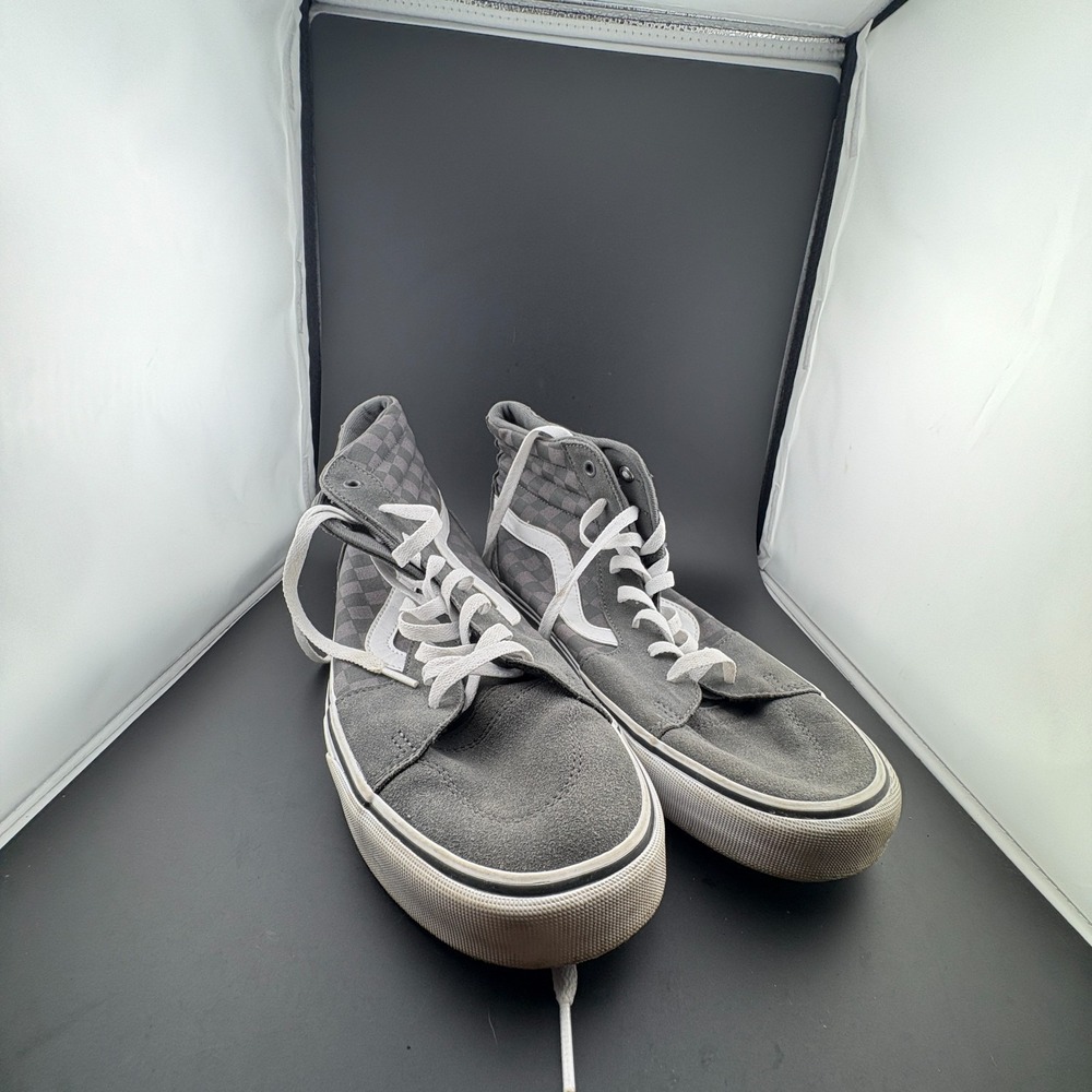 Vans Filmore Hightop Mens US 12 Skateboard Shoes Gray Checkerboard Suede Sneaker